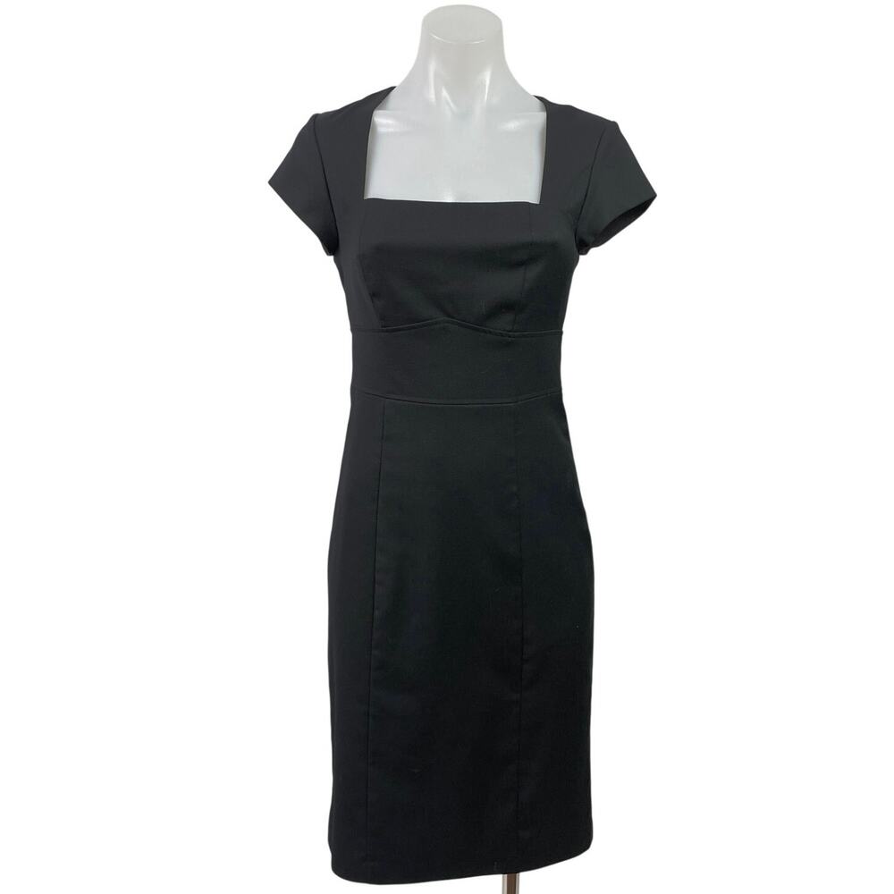 NEW Reiss Haisley Black Cap Short Sleeve Square Neck Mini Shift Bodycon Dress 4